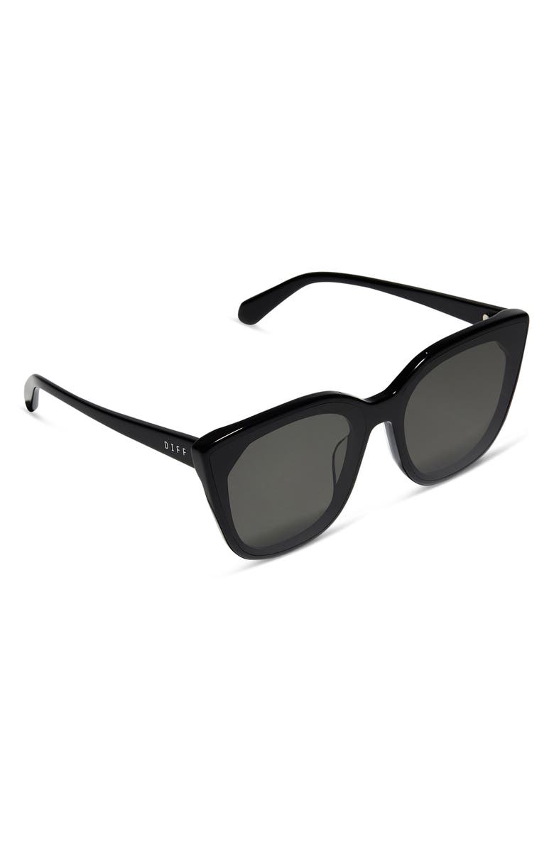 DIFF Gjelina 65mm Oversize Cat Eye Sunglasses, Alternate, color, Black / Grey