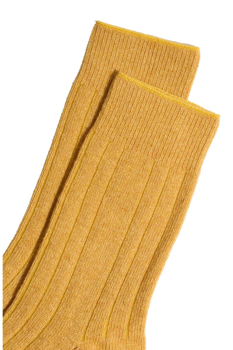 Luxe Merino Wool & Cashmere Blend Crew Socks, Alternate, color, OCHRE