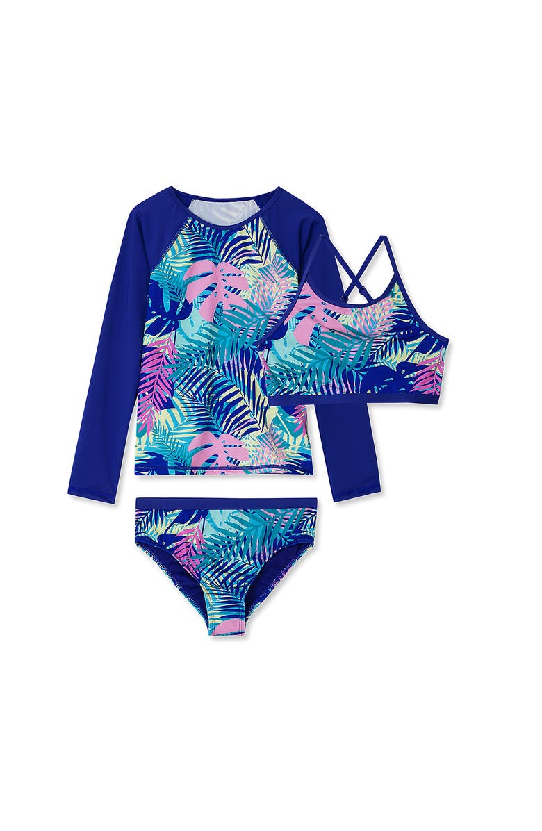 Lands' End Girls Plus Chlorine Resistant Rash Guard Bikini Swimsuit Set, Alternate, color, 