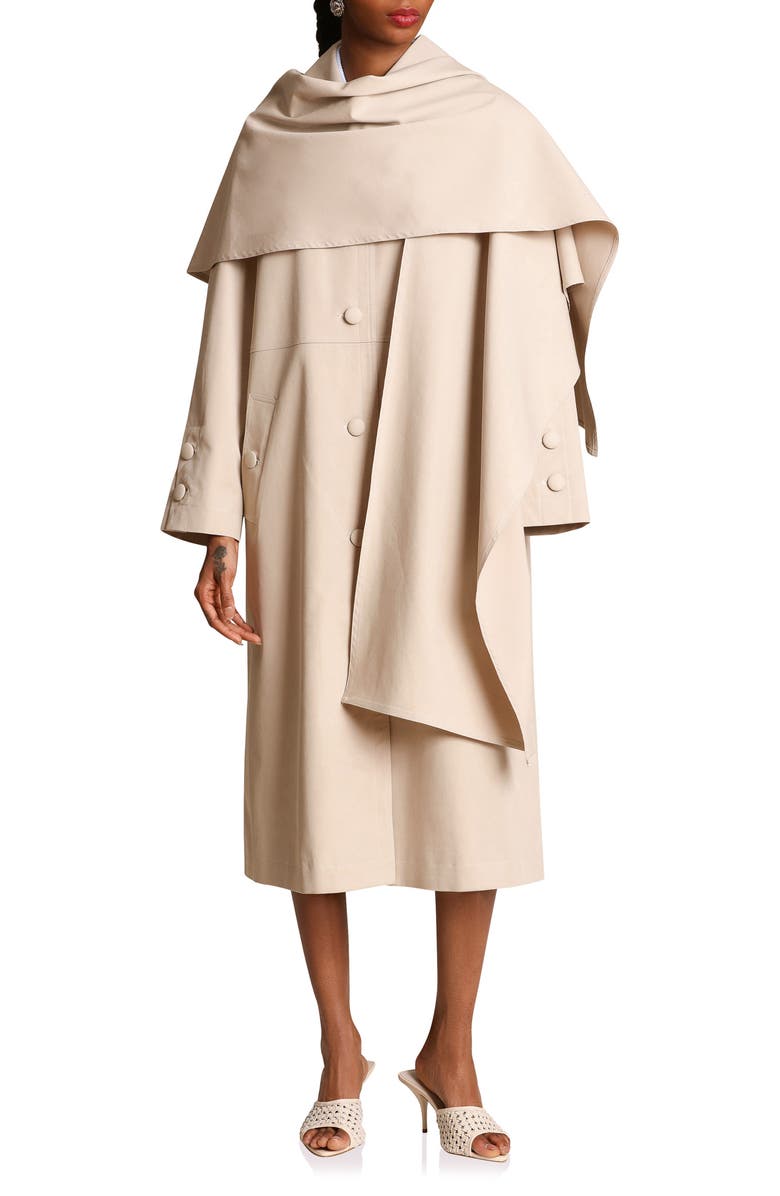 Avec Les Filles Trench Coat with Removable Scarf, Alternate, color, Taupe