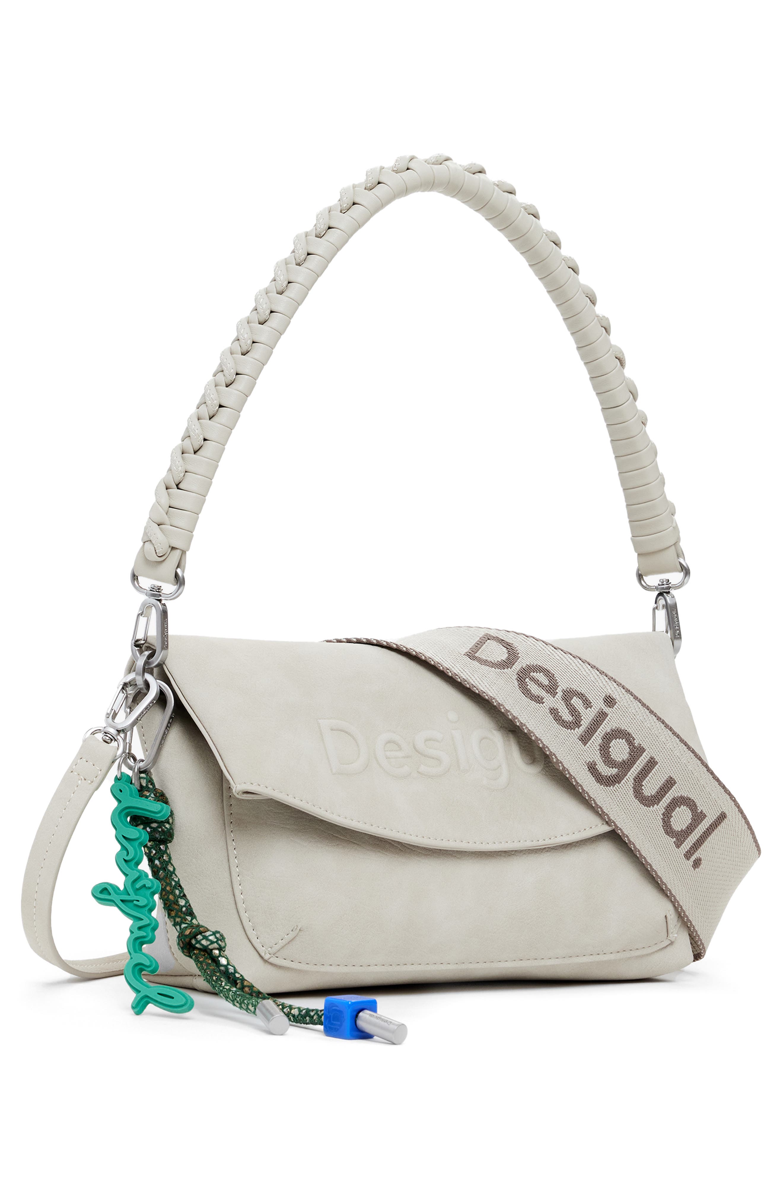 Desigual Faux Leather Crossbody Bag, Alternate, color, Light Gray
