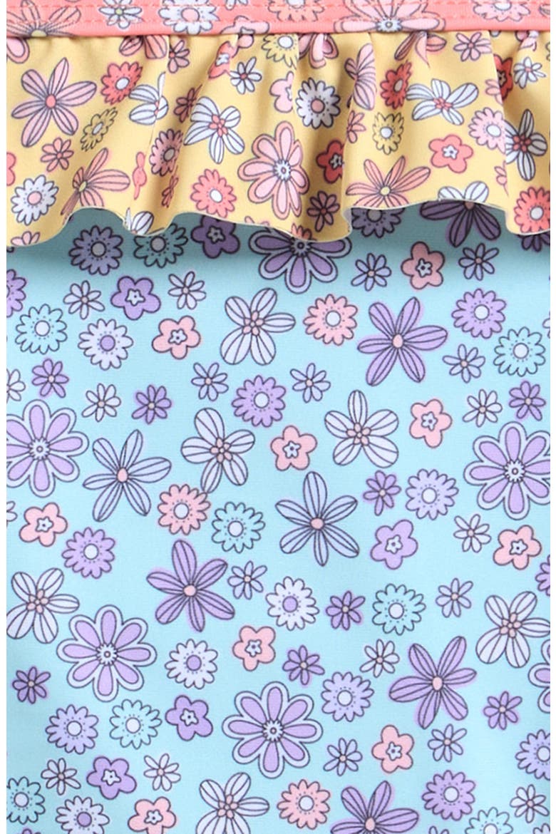 Kids' Cha Cha Floral Ruffle Two-Piece Swimsuit, Alternate, color, LIGHT BLUE