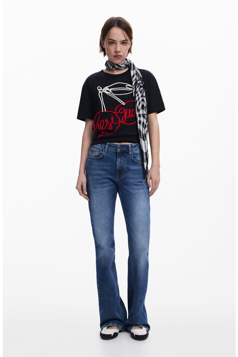 Cherry Rope Embellished Cotton Graphic T-Shirt, Alternate, color, BLACK