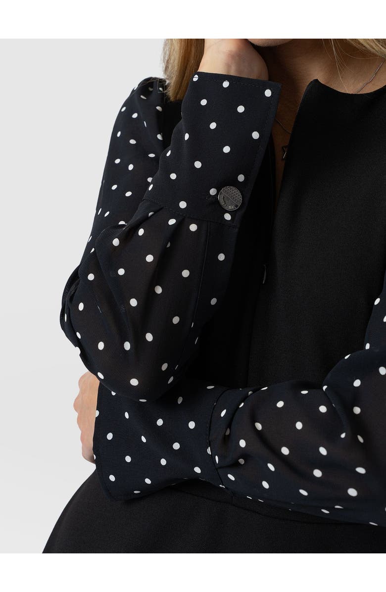 Saint + Sofia Ella Fit & Flare Dress, Alternate, color, Black Polka Dot