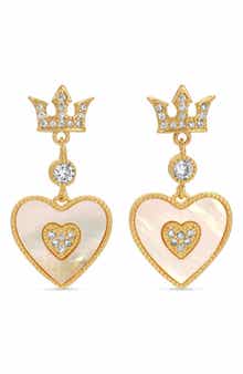 EYE CANDY LOS ANGELES Isabella Cubic Zirconia Crown & Heart Drop Earrings