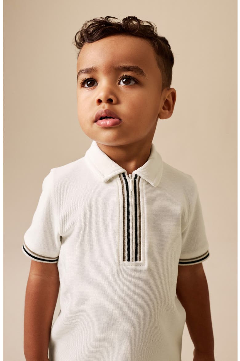 Kids' Zip Polo & Shorts Set, Alternate, color, WHITE
