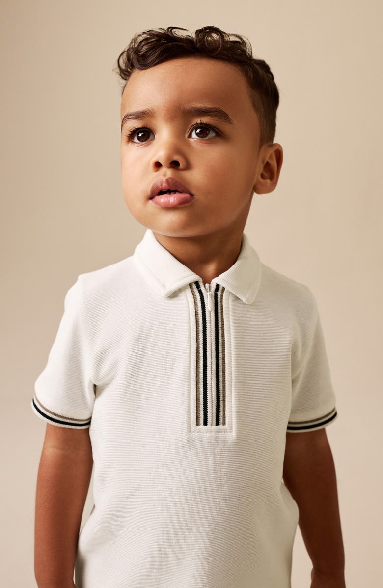 NEXT Kids' Zip Polo & Shorts Set, Alternate, color, White