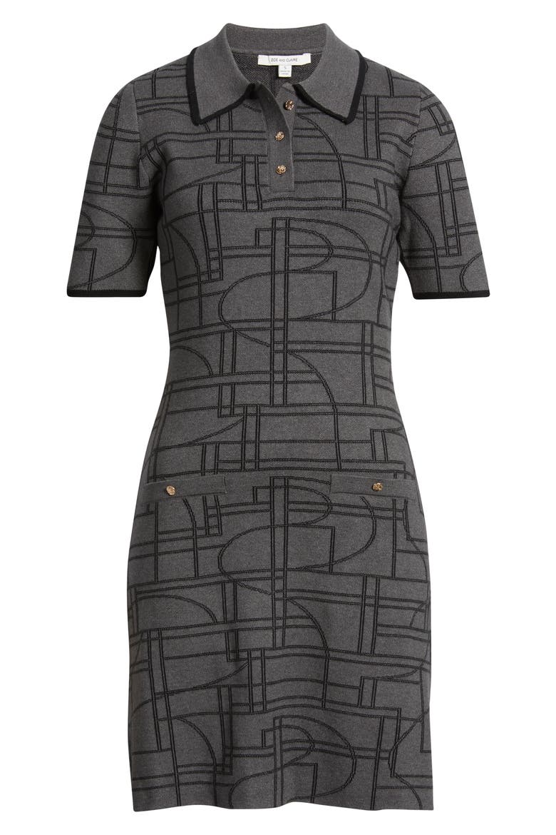 Jacquard Polo Minidress, Alternate, color, HEATHER GREY
