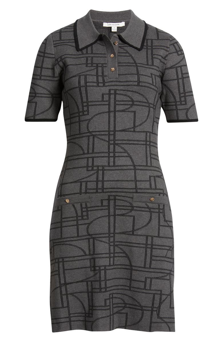 ZOE AND CLAIRE Jacquard Polo Minidress, Alternate, color, Heather Grey