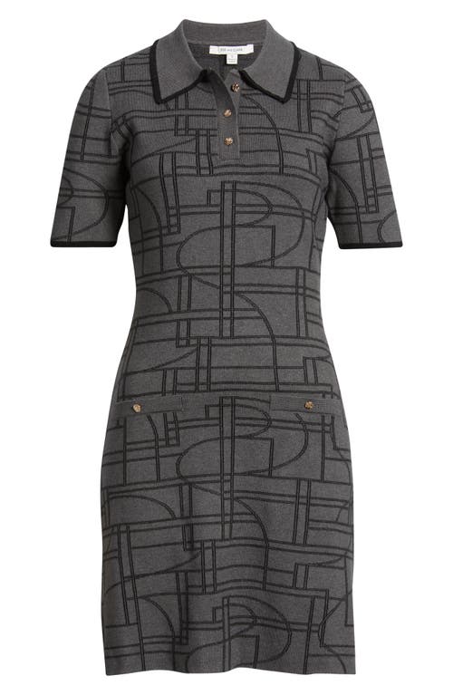 Zoe And Claire Jacquard Polo Minidress In Gray