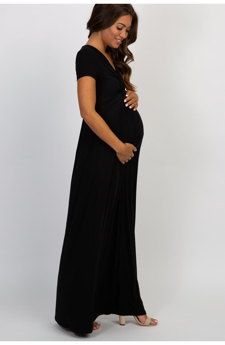 PinkBlush Draped Nursing Maxi Dress, Alternate, color, Black