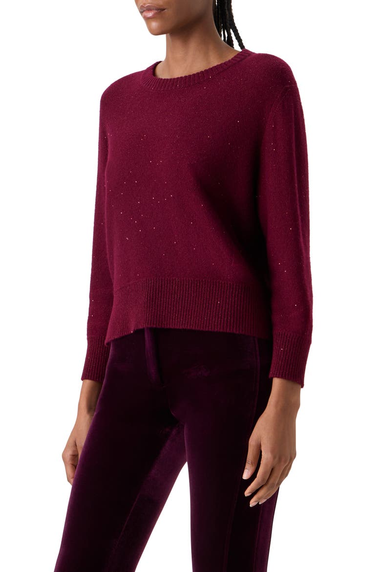 Sequin Cashmere Blend Sweater, Alternate, color, MERLOT RED