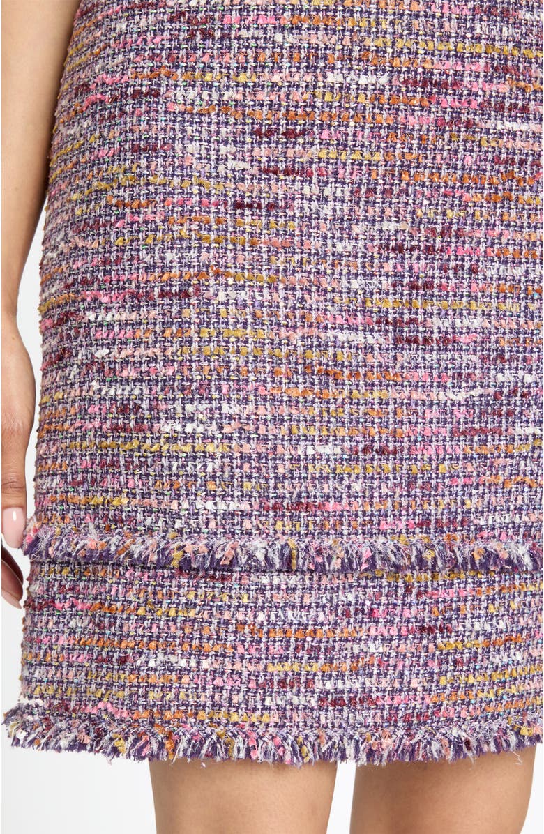 Santorelli Melania Short Sleeve Shift Dress in Luxury Tweed, Alternate, color, Dusty Lilac
