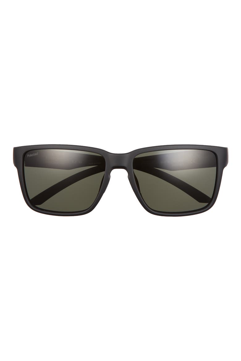 Emerge 60mm ChromaPop™ Polarized Rectangular Sunglasses, Main, color, MATTE BLACK/ GREY GREEN