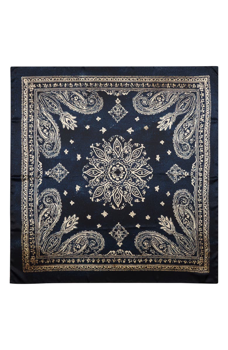 R13 Oversize Silk Bandana Scarf, Main, color, Blue Bandana