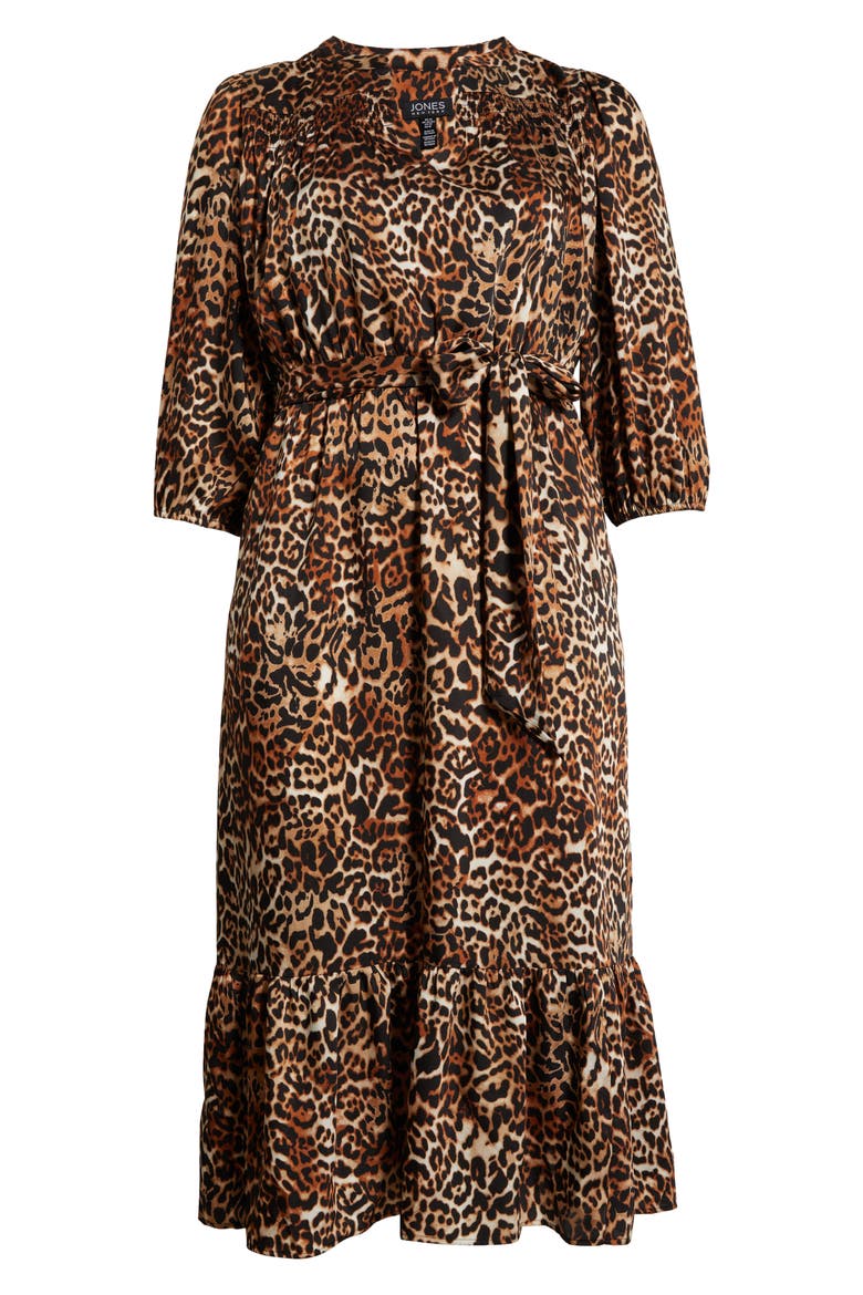 Leopard Print Long Sleeve Dress, Alternate, color, JONES BLACK MULTI