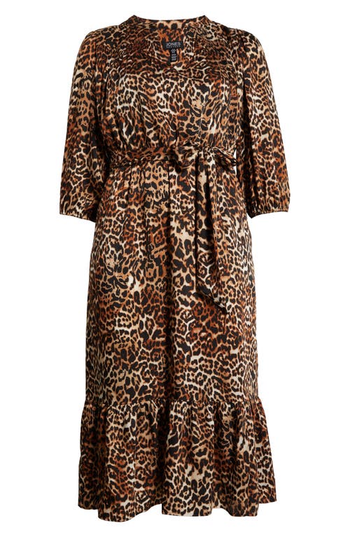 Jones New York Leopard Print Long Sleeve Minidress In Black