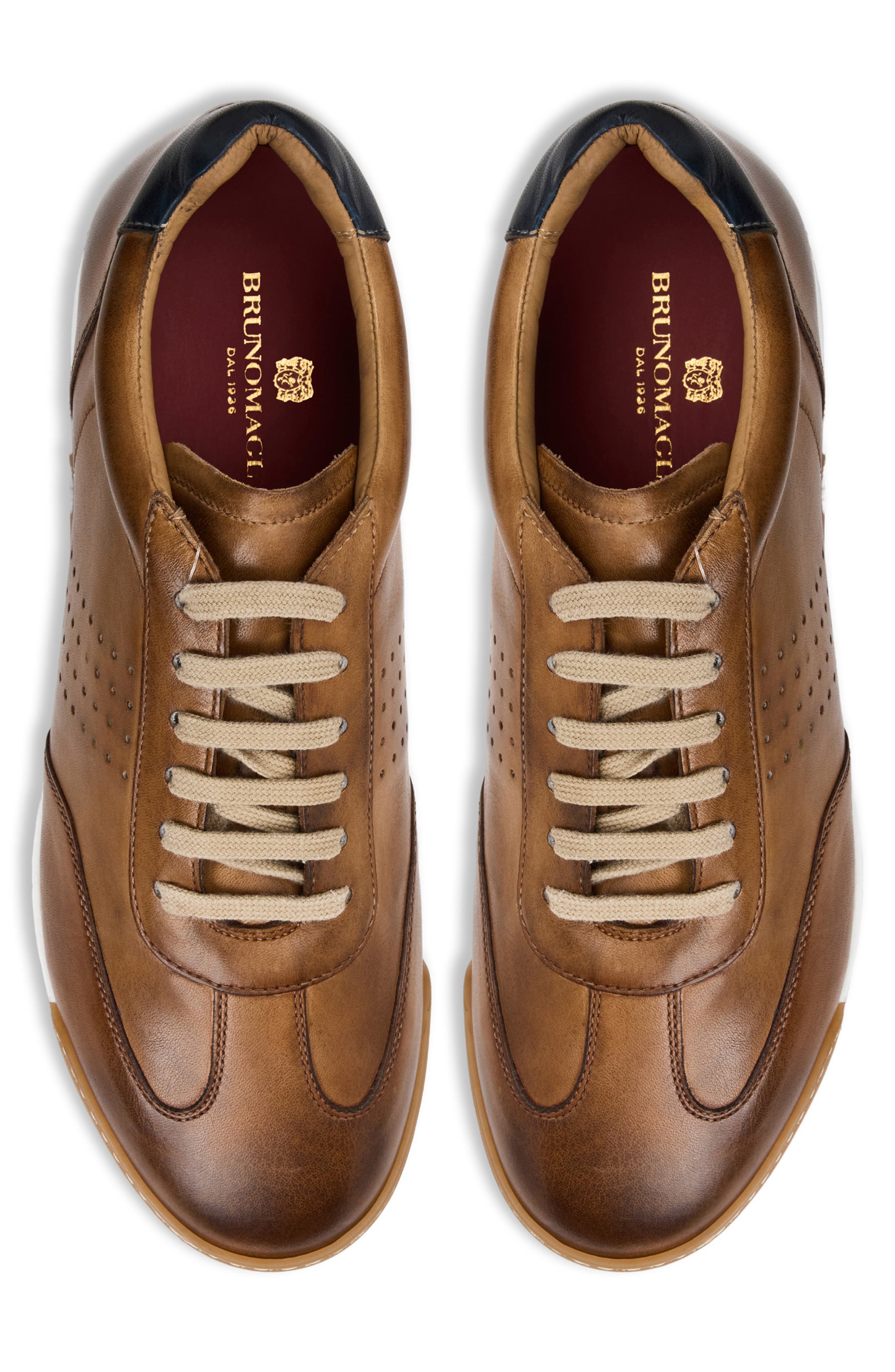 Brozzi Low Top Leather Sneaker, Alternate, color, COGNAC CALF