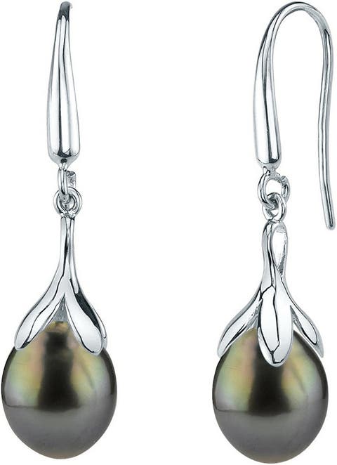 10-11mm Tahitian South Sea Pearl Olive Drop Earrings
