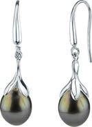 The Pearl Source 10-11mm Tahitian South Sea Pearl Olive Drop Earrings