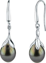 The Pearl Source 10-11mm Tahitian South Sea Pearl Olive Drop Earrings