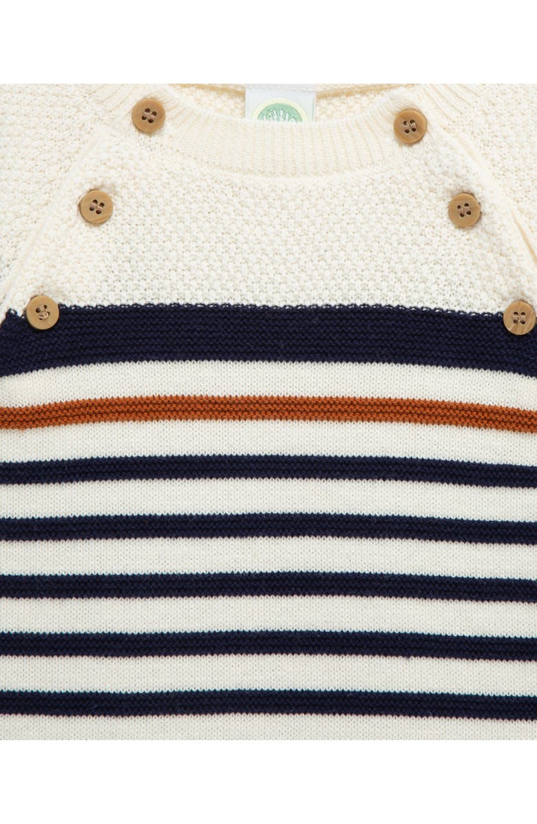 Little Me Block Stripe Cotton Knit Romper, Alternate, color, Navy/ White