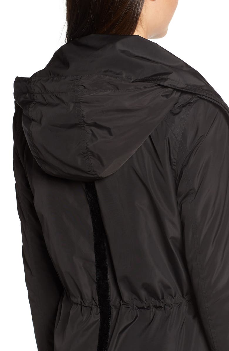 Sam Edelman Velvet Trim Rain Parka, Alternate, color, 