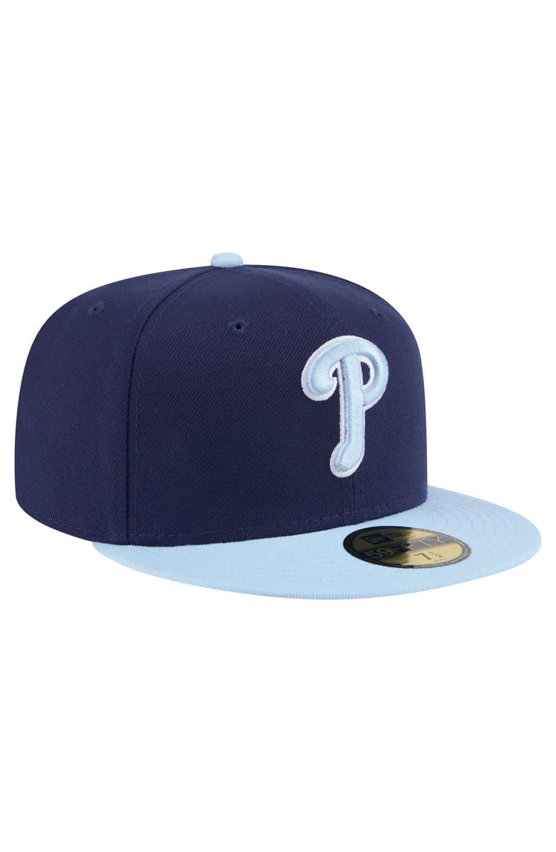 New Era Men's New Era Navy/Light Blue Philadelphia Phillies Color Pack 2-Tone 59FIFTY Fitted Hat, Alternate, color, 