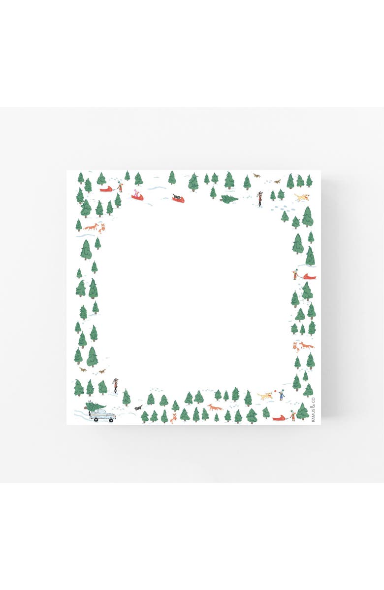 Ramus & Co Winter Pine Forest Holiday Notepad, Main, color, 