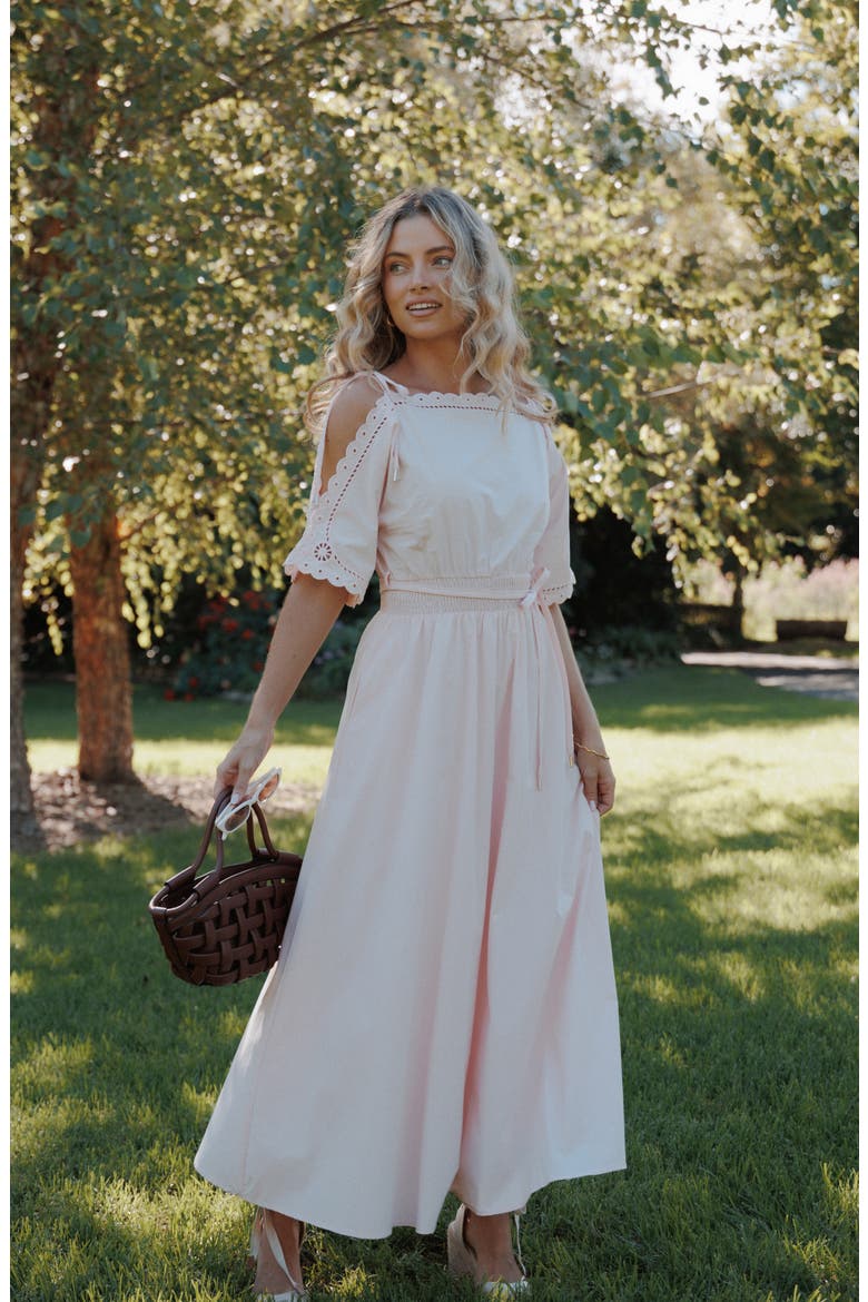 Nellie Cotton Midi Dress, Alternate, color, PETAL PINK