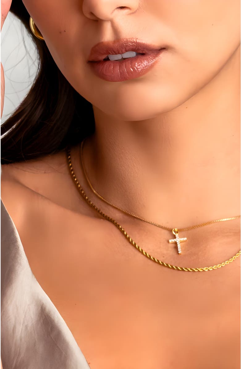 Mint & Lily Pave Cross Necklace, Alternate, color, 925 Sterling Silver