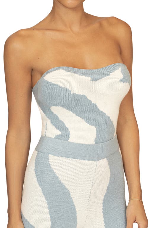 Jluxlabel Tropic Oasis Strapless Knit Top In Blue