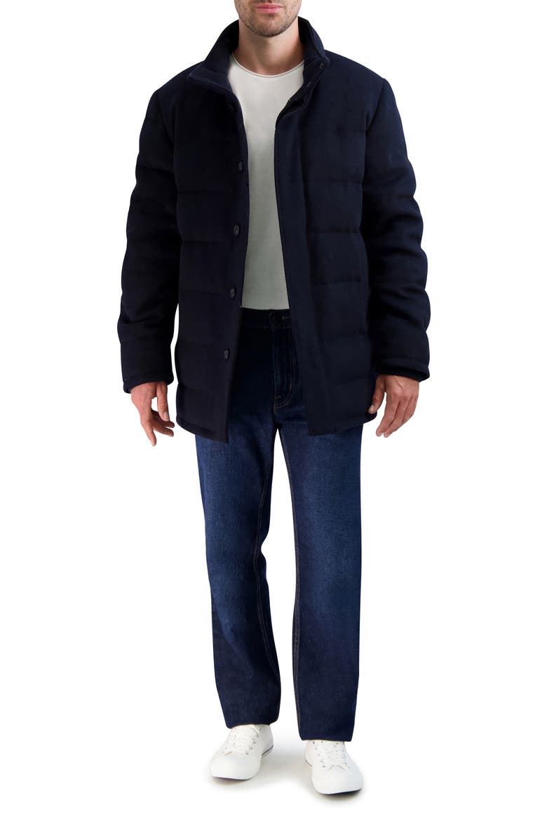 Padded Down Wool Blend Jacket, Main, color, NAVY