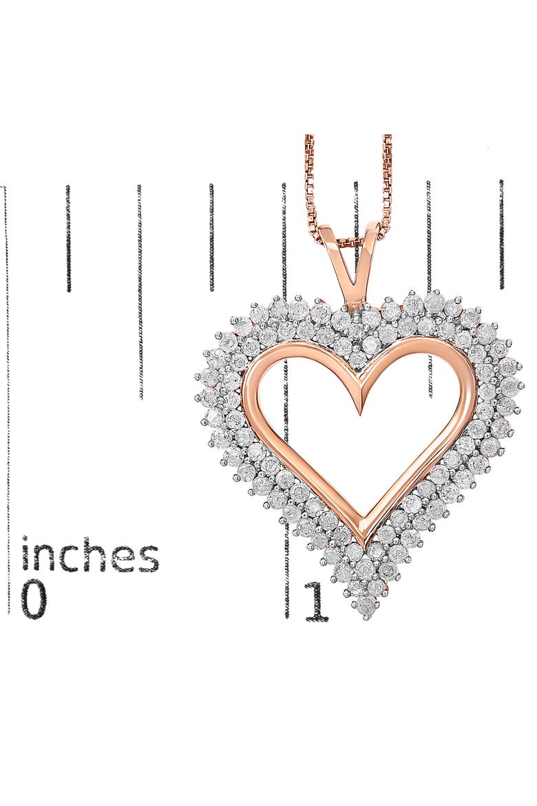 Silver 3.00 Cttw Diamond Heart Pendant Necklace, Alternate, color, Rose