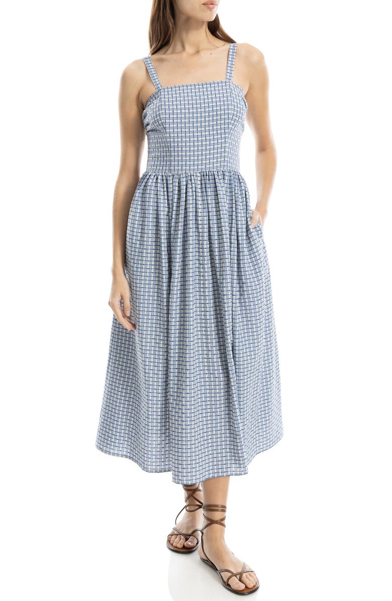 MAX STUDIO Plaid Dobby Fit & Flare Midi Sundress, Alternate, color,