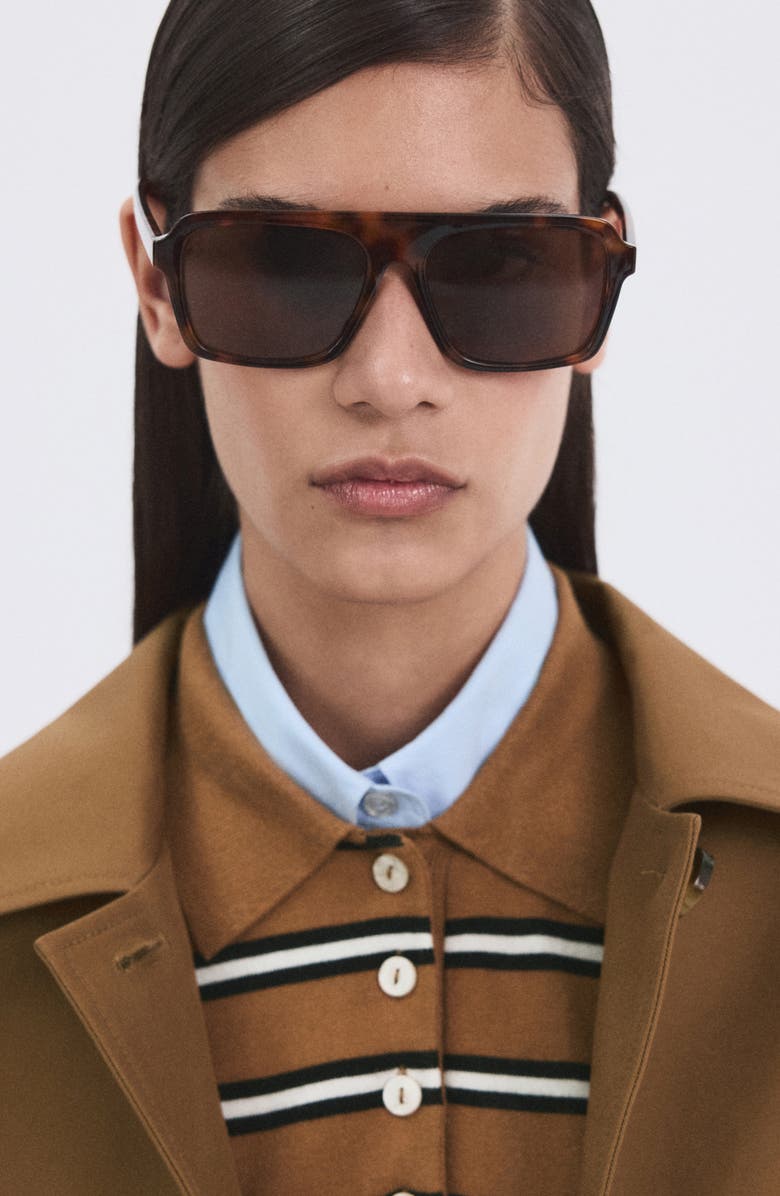 MANGO Stripe Polo Sweater, Alternate, color, Caramel