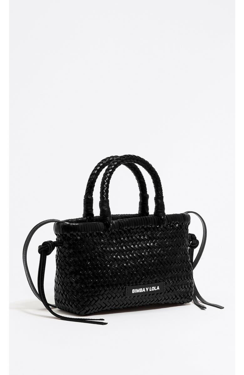 Bimba y Lola Plaited Leather Mini Bag, Main, color, Black