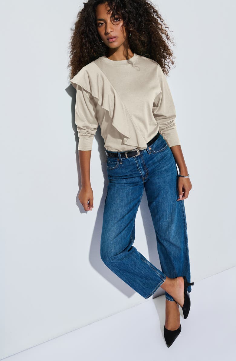 Nation LTD Farrah Ruffle Long Sleeve Top, Alternate, color, Parchment