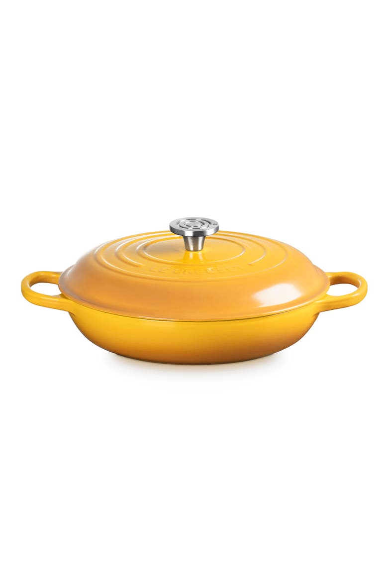 Signature 3.5-Quart Enameled Cast Iron Braiser, Main, color, NECTAR