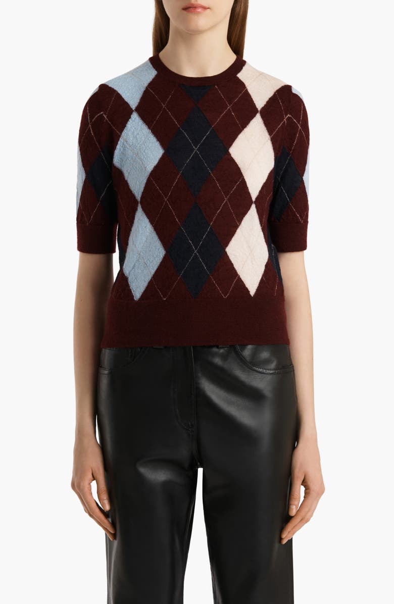 Khaite Anders Argyle Cashmere & Mohair Sweater, Main, color, Merlot Multi