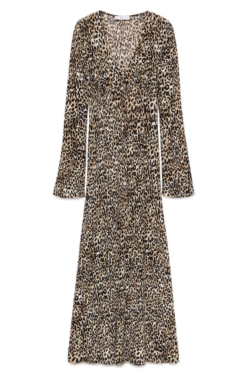 MANGO Print Long Sleeve Maxi Dress, Alternate, color, Black Cheetah