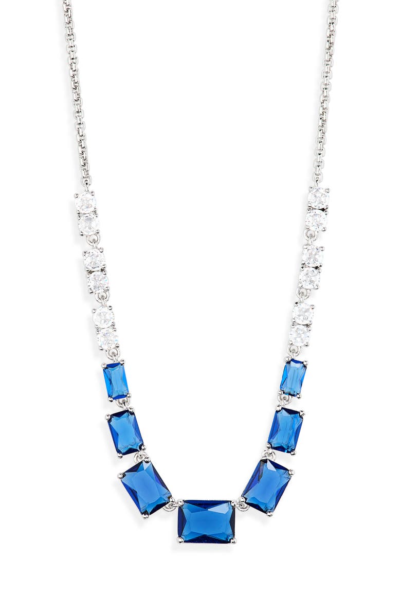 Nadri Spencer Frontal Necklace, Main, color, Rhodium