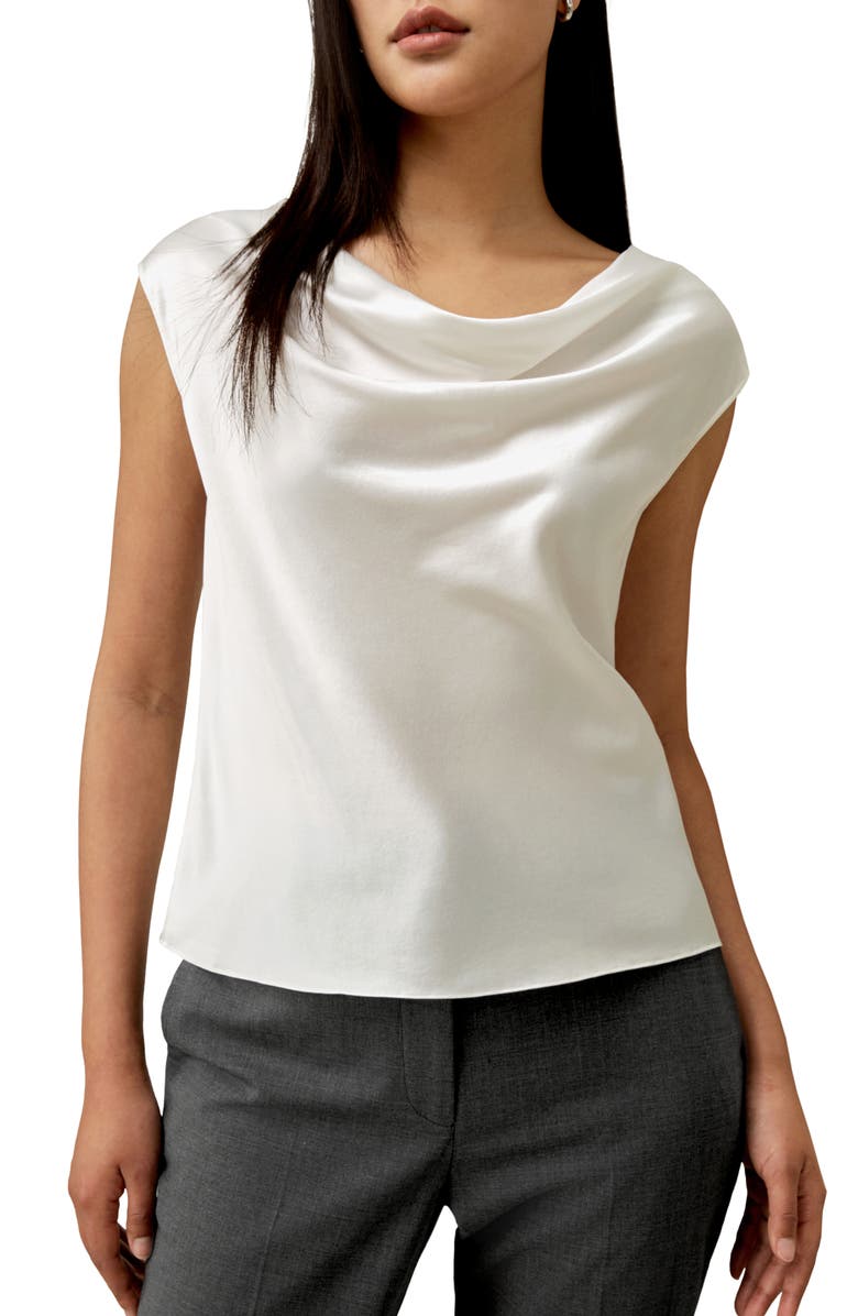 Lilysilk Silk Charmeuse Cowl Neck Top, Main, color, Ivory