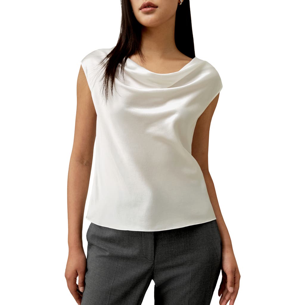 Shop Lilysilk Silk Charmeuse Cowl Neck Top In Ivory