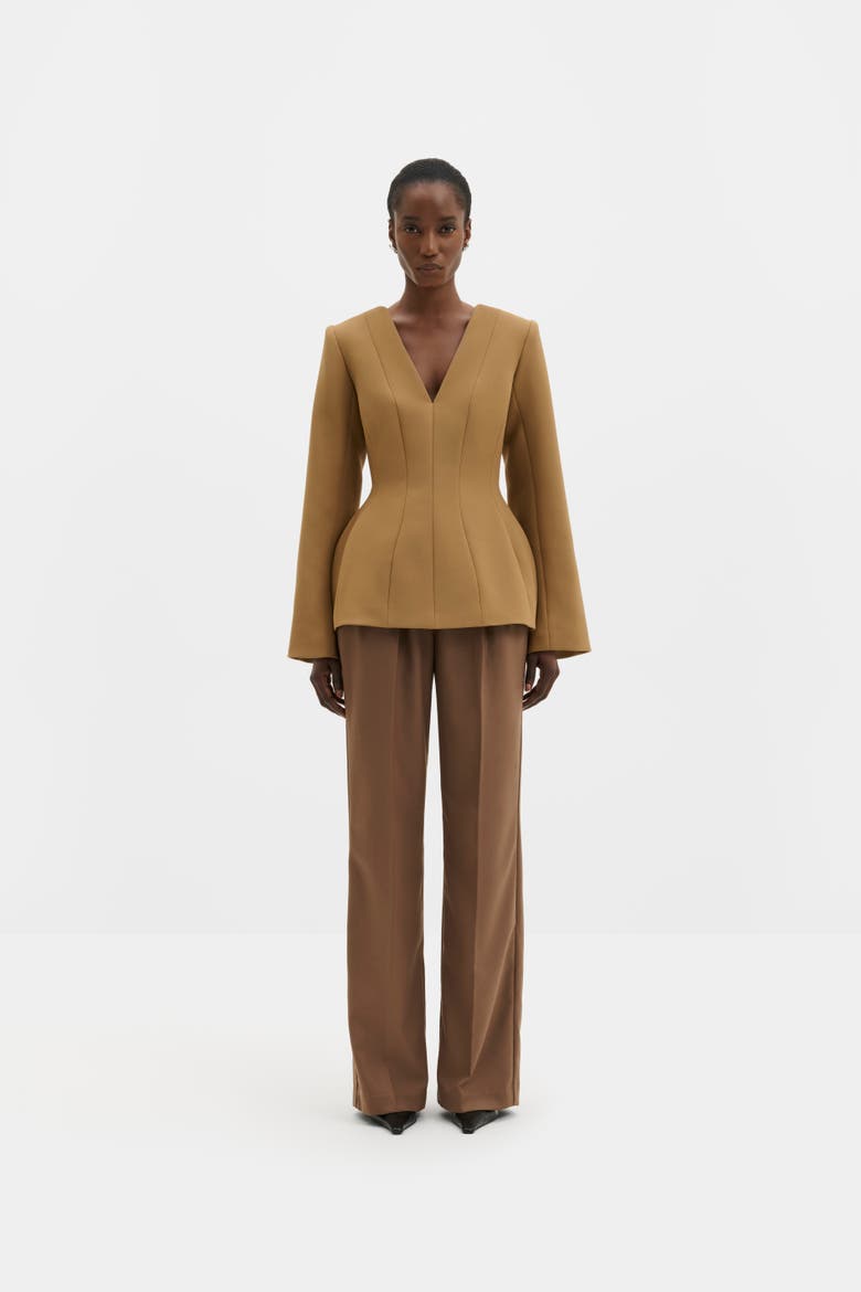 Ninni Cut-Out Shoulder Hourglass Top, Alternate, color, Camel