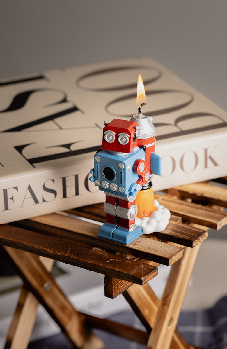 Southlake gifts Vintage Robot Birthday Candle, Alternate, color, Red / Blue / Silver