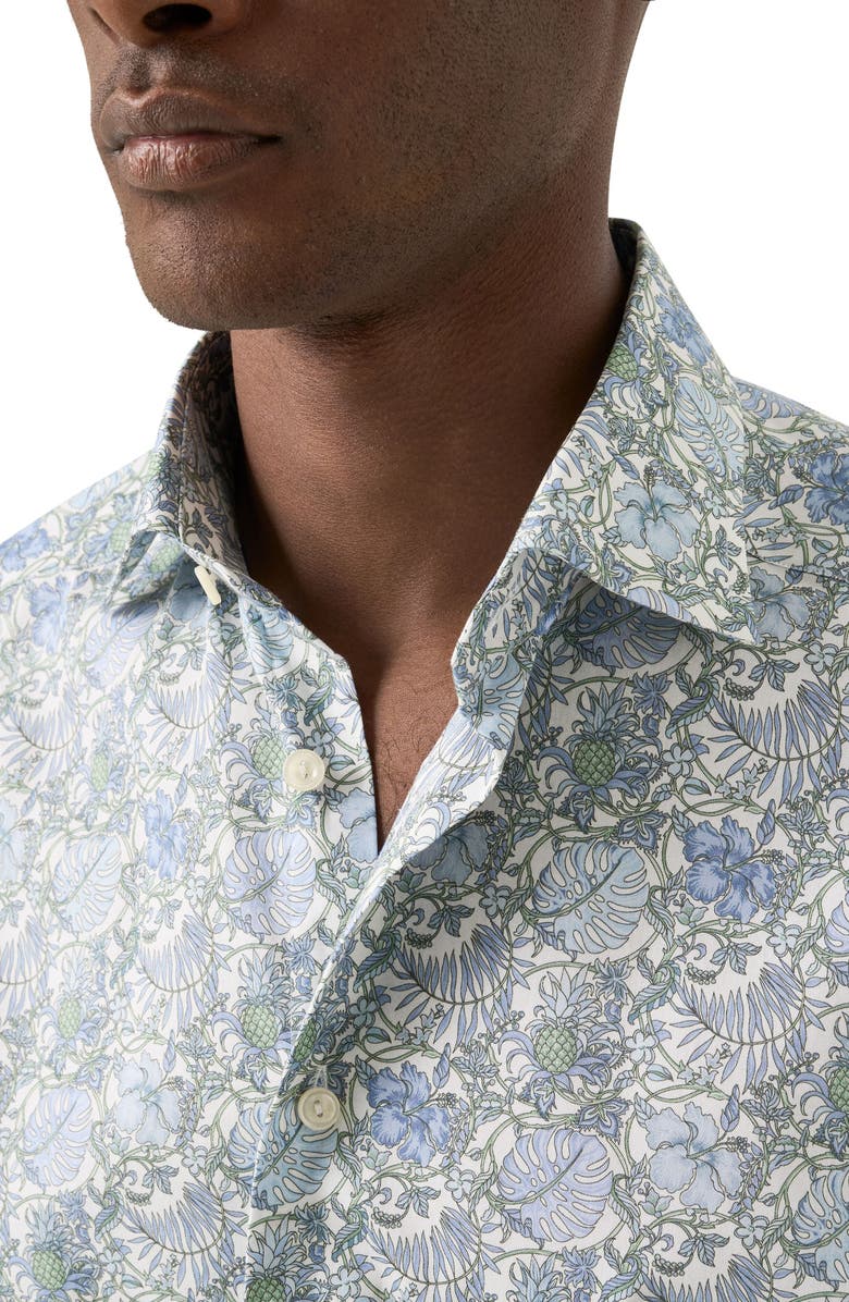 Eton Slim Fit Floral Dress Shirt, Alternate, color, Medium Green