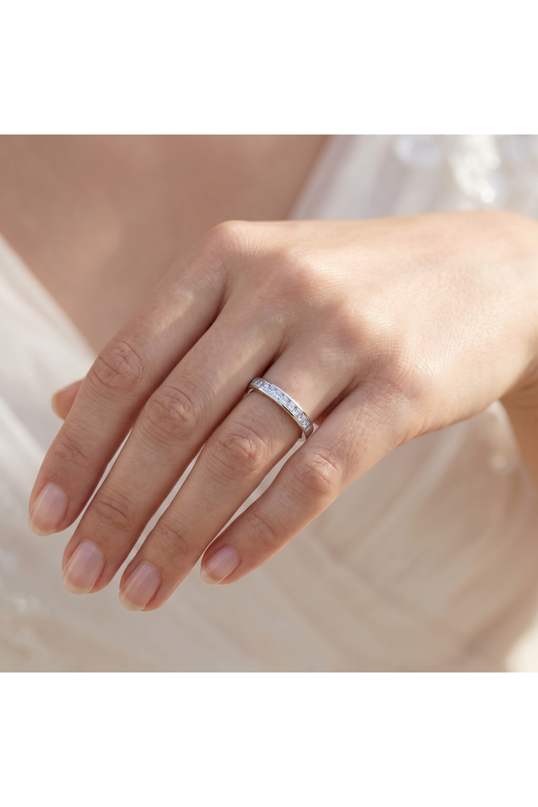 Princess Cut 1/2ct Diamond Wedding Anniversary 14K Ring Gold, Alternate, color, 14k White Gold