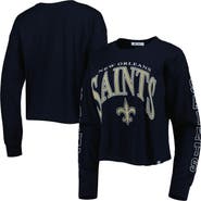 '47 Women's '47 Black New Orleans Saints Skyler Parkway Cropped Long Sleeve T-Shirt