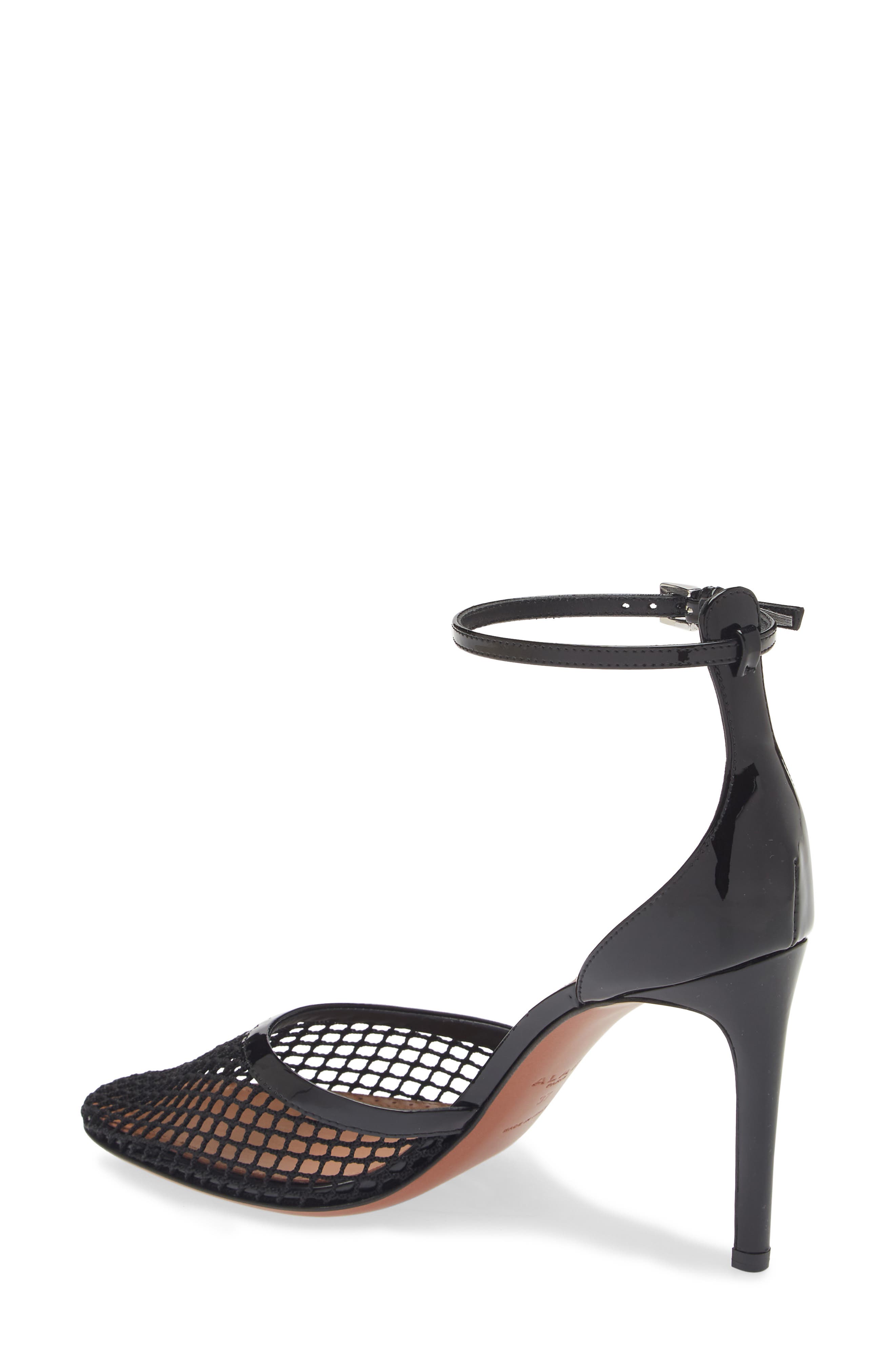 Alaïa Fishnet Ankle Strap Pump, Alternate, color, 